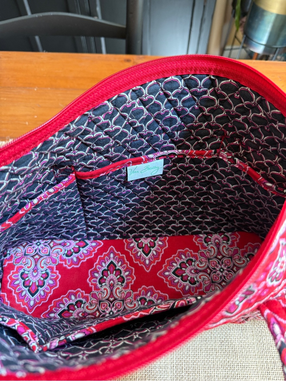 Vera Bradley Red Quilted Floral Medallion Shoulder Bag - Picture 3 of 3